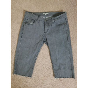 Cabi #324 Johnny Engineer Stripe Capri Cropped Jeans Pants Railroad Sz 4 Small S
